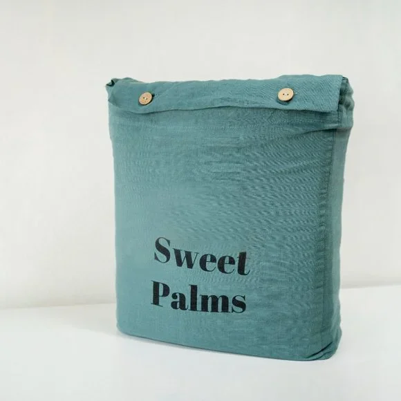 %100FrenchFlaxLinen King Size Duvet Covet Set with Fitted Sheet and Pillow Cases - Picture 8 of 8